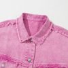 Women's Pink Lace Patchwork Distressed Denim Jacket - Image 11