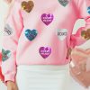Women's Pink Sequin Heart Graphic Sweatshirt - Romantic Letters for Valentine's Day - Image 2