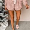 Women's Light Pink Textured Leopard Fleece 2-Piece Lounge Set - Image 2