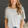 Women's White Chevron Patchwork Raglan Sleeve Knitted T-Shirt - Casual and Comfy - Image 14