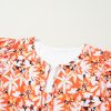 Plus Size Orange Floral Print Split V Neck Bubble Sleeve Midi Dress - Image 12