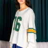 Women's White Number 76 Printed Retro Sporty Long Sleeve Top - Image 3