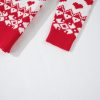 Women's Fiery Red Merry Christmas Reindeer Heart Pattern High Neck Sweater - Image 11