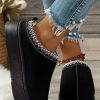 Women's Black Contrast Print Suede Plush Lined Snow Boots for Winter - Image 3