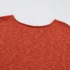 Women's Orange Solid Color Split V Neck Short Sleeve Sweater - Casual Chic - Image 25