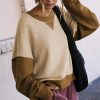 Women's Apricot Color Block Thumbhole Sleeve Drop Shoulder Sweatshirt - Image 14