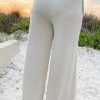 Women's Plus Size Beige Smocked High Waist Wide Leg Pants - Casual & Comfy - Image 2