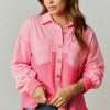 Women's Peach Blossom Two Tone Waffle Knit Buttoned Shacket - Image 3