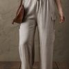 Women's Beige Boho Linen Drawstring Waist Cargo Pants - Eco-Friendly and Stylish - Image 5