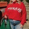 Fiery Red Merry Graphic Plus Size Christmas Sweater for Women - Image 3