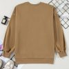 Women's Camel Solid Fleece Lined Drop Shoulder High Low Sweatshirt - Image 6