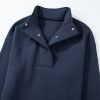 Women's Navy Blue Solid Color Active Set - Collared Sweatshirt and High Waist Pants - Image 9