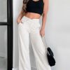 Women's Light Grey Cross-Waist Wide Leg Lounge Pants - Image 6