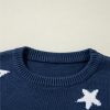 Women's Sail Blue Star Pattern Drop Shoulder Knitted Sweater - Image 12