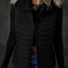 Women's Sleek Black Plush Quilted Zip Puffer Vest - Image 9