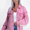 Women's Pink Lace Patchwork Distressed Denim Jacket - Image 3