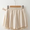 Women's Apricot Tassel Trim Wrap Knot Side Bohemian Mini Skort for Summer - Image 9