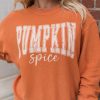 Women's Orange PUMPKIN Spice Corded Crewneck Sweatshirt - Image 2