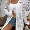 Women's White Crochet Hollow Out Open Front Cardigan - Image 6