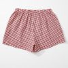 Women's Red Plaid Gingham High Waist Shorts with Elasticated Waistband - Image 7