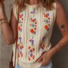 Women's Jet Stream Embroidered Floral Cable Knit Sweater Vest for Elegant Layering - Image 3