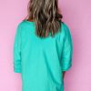 Women's Mint Green Solid Color Half Sleeve Button Henley Top - Image 10