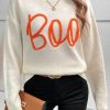 Women's Apricot Boo Knitted Pattern Long Sleeve Drop Shoulder Sweater - Image 7