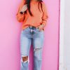 Women's Blossom Pearled Sleeves Drop Shoulder Round Neck Pullover Sweatshirt - Image 6
