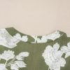 Chic Women's Green Floral Print Short Sleeve Blouse with Split Neck Design - Image 19