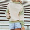 Women's Laurel Green Colorblock Patchwork Button Collar Sweatshirt - Image 2