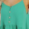 Women's Sea Green Textured Buttoned Mini Dress with Thin Straps - Image 19