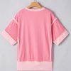 Women's Peach Blossom Half Sleeve Top with Raw Seam and High Low Side Split - Image 18