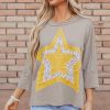 Women's Medium Grey Floral Starbust Exposed Seam Long Sleeve Top - Image 5