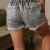 Women's Gray Zipped Light Wash Cuffed Edge Denim Shorts for Summer - Image 8