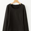 Women's Black Solid Scoop Neck Thermal Long Sleeve Top - Image 8