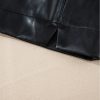 Women's Black High Waist PU Leather Mini Skirt with Side Slits - Image 8