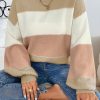 Women's Dusty Pink Color Block Lantern Sleeve Drop Shoulder Sweater - Image 2