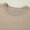 Women's Parchment Flower Pattern Crew Neck Sweater with Ribbed Trim - Image 7