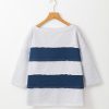 Women's Sail Blue Colorblock Striped Patchwork Raw Seamed Sweatshirt - Image 6