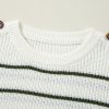 Women's Green Color Block Striped Buttoned Shoulder Split Sweater - Image 11