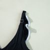 Women's Elegant Black Color Contrast Ruffled Wrap V Neck One-Piece Swimsuit - Image 18