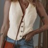 Women's White Slim Fit Buttoned V Neck Vest - Elegant Layering Piece - Image 7