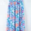 Women's Sky Blue Floral Printed High Waist Split Wrap Maxi Skirt - Image 5