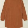 Women's Chestnut Textured Knit Side Pocket Open Front Cardigan - Image 9