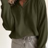 Women's Jungle Green Zipped Neck Pullover Drop Shoulder Sweatshirt - Casual and Chic - Image 2