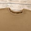 Women's Camel Solid Fleece Lined Drop Shoulder High Low Sweatshirt - Image 9