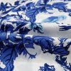 Elegant Sky Blue Floral Print Blouse with Notched Neck for Women - Image 14