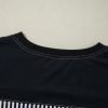 Women's Oversize Black White Striped Patchwork 3/4 Sleeve Top - Image 6