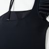 Women's Elegant Black Asymmetric Ruffle Shoulder Pleated One Piece Swimsuit - Flattering Bodycon Design - Image 19