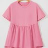 Women's Peach Blossom Ribbed Short Sleeve Babydoll Top - Casual Summer Style - Image 7